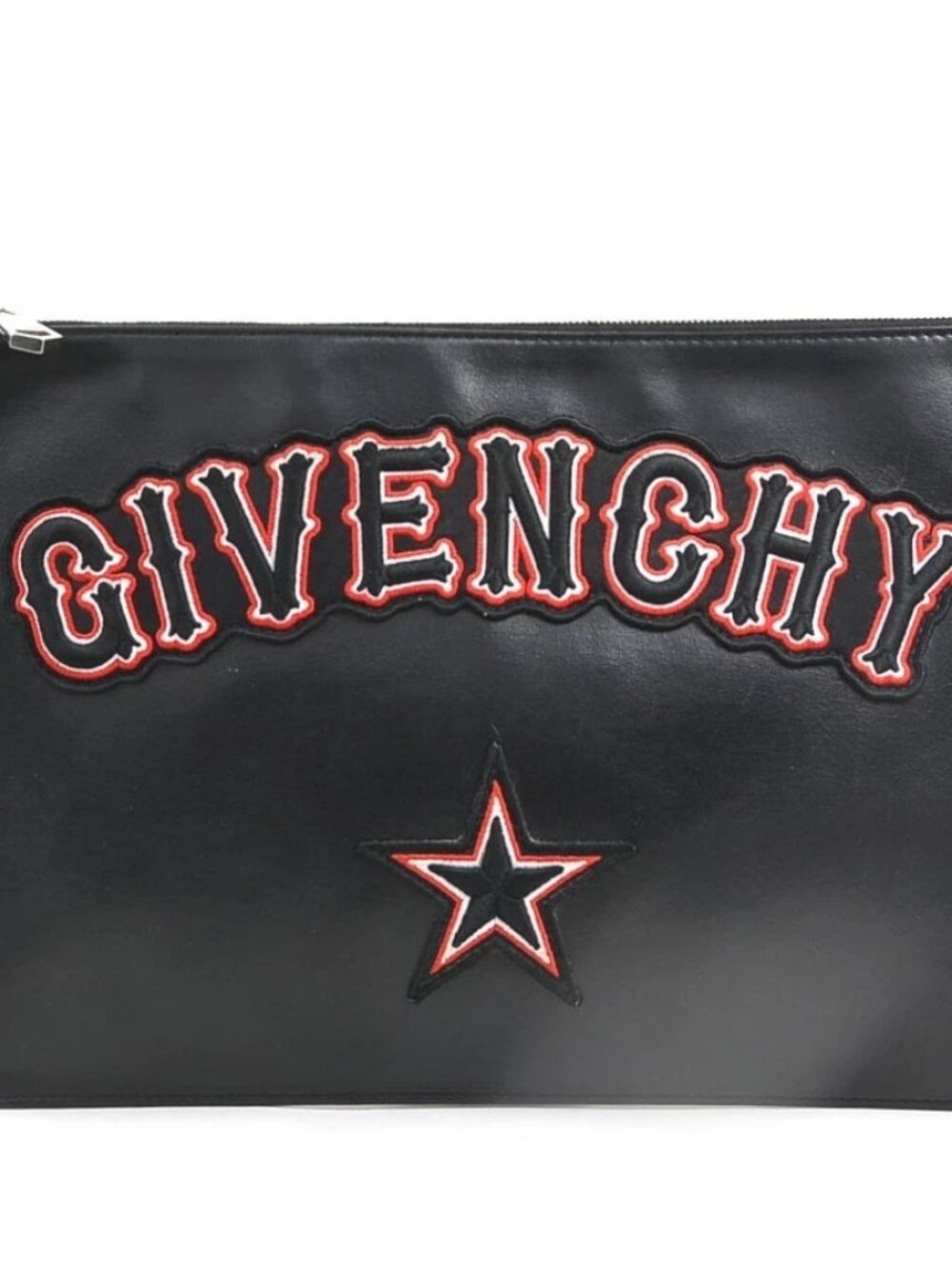 Auth GIVENCHY Clutch Bag Black Leather